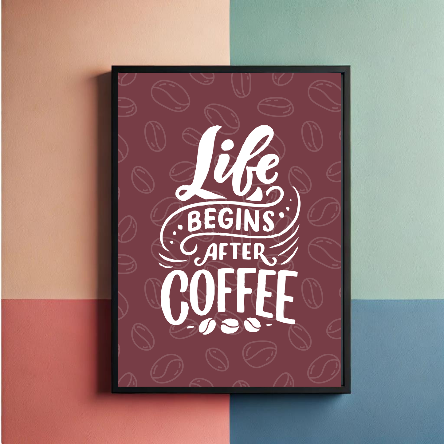 Life Begins After Coffee Set of 3 Wall Art Posters