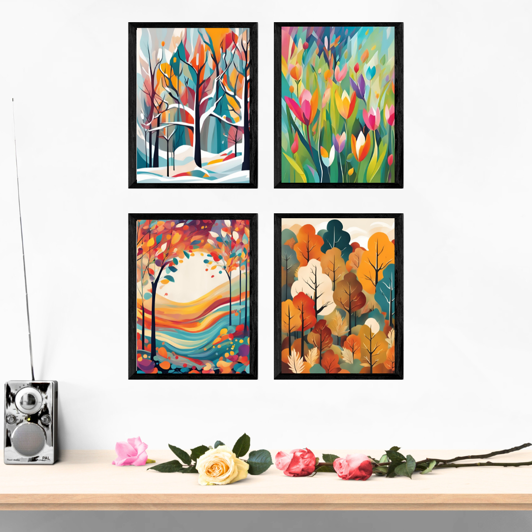 Four Seasons Abstract Wall Art Posters
