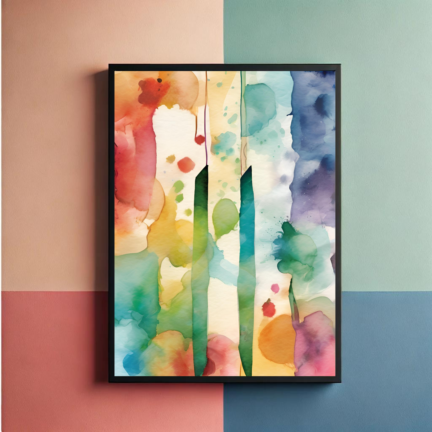 Colorful Watercolor Flowers Wall Art Posters