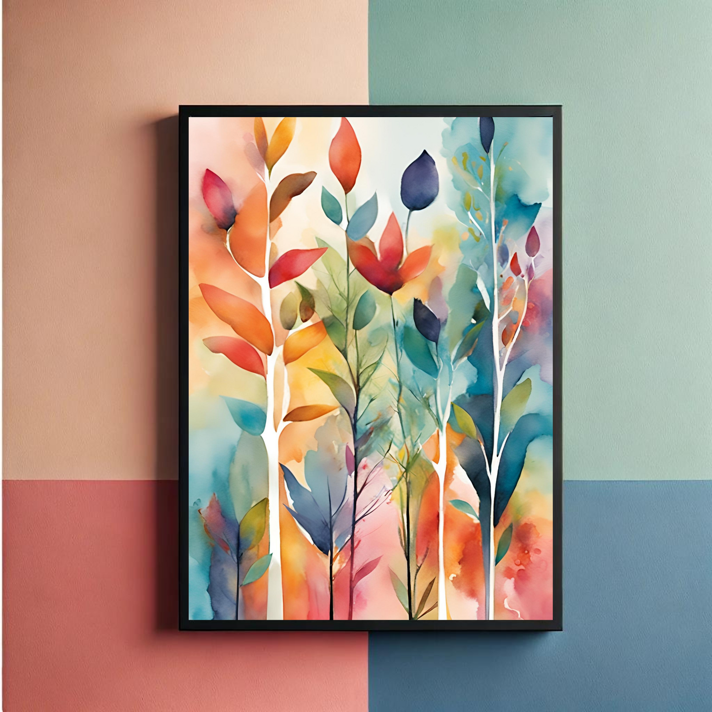 Colorful Watercolor Flowers Wall Art Posters