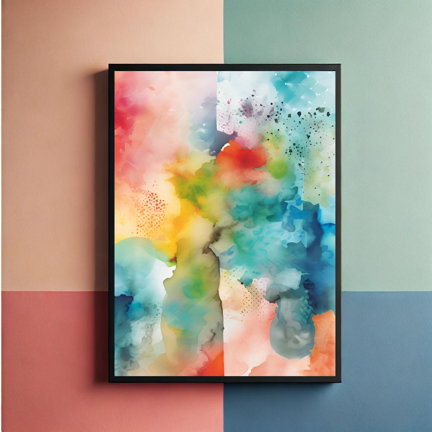 Colorful Watercolor Flowers Wall Art Posters
