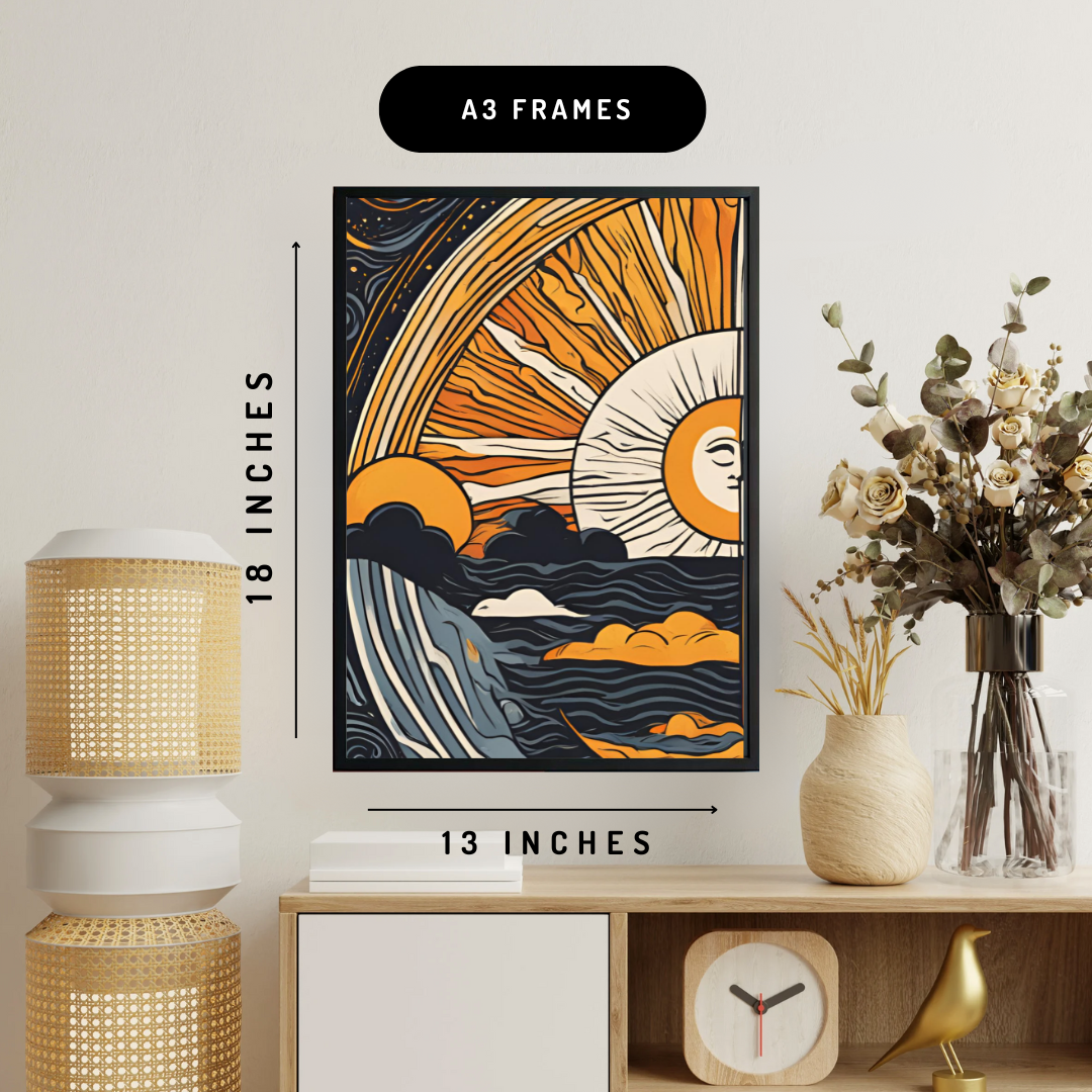 Sun And Moon Bohemian Wall Art Posters