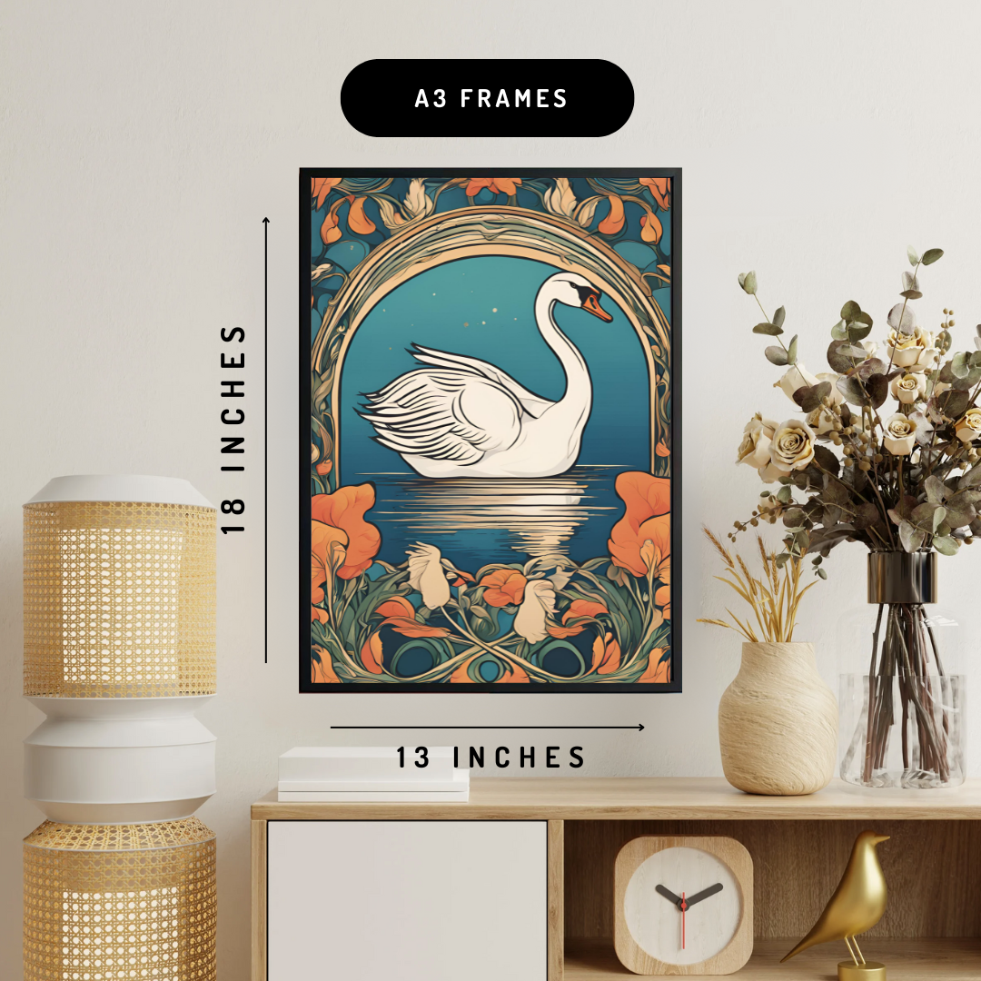 Swans Nouveau Wall Art Posters