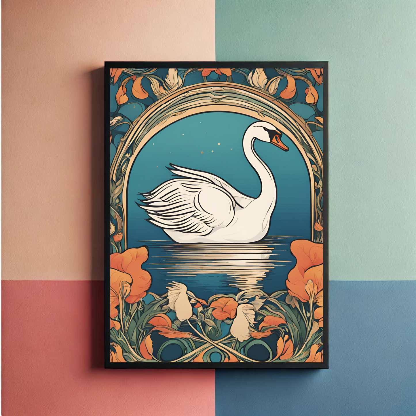 Swans Nouveau Wall Art Posters