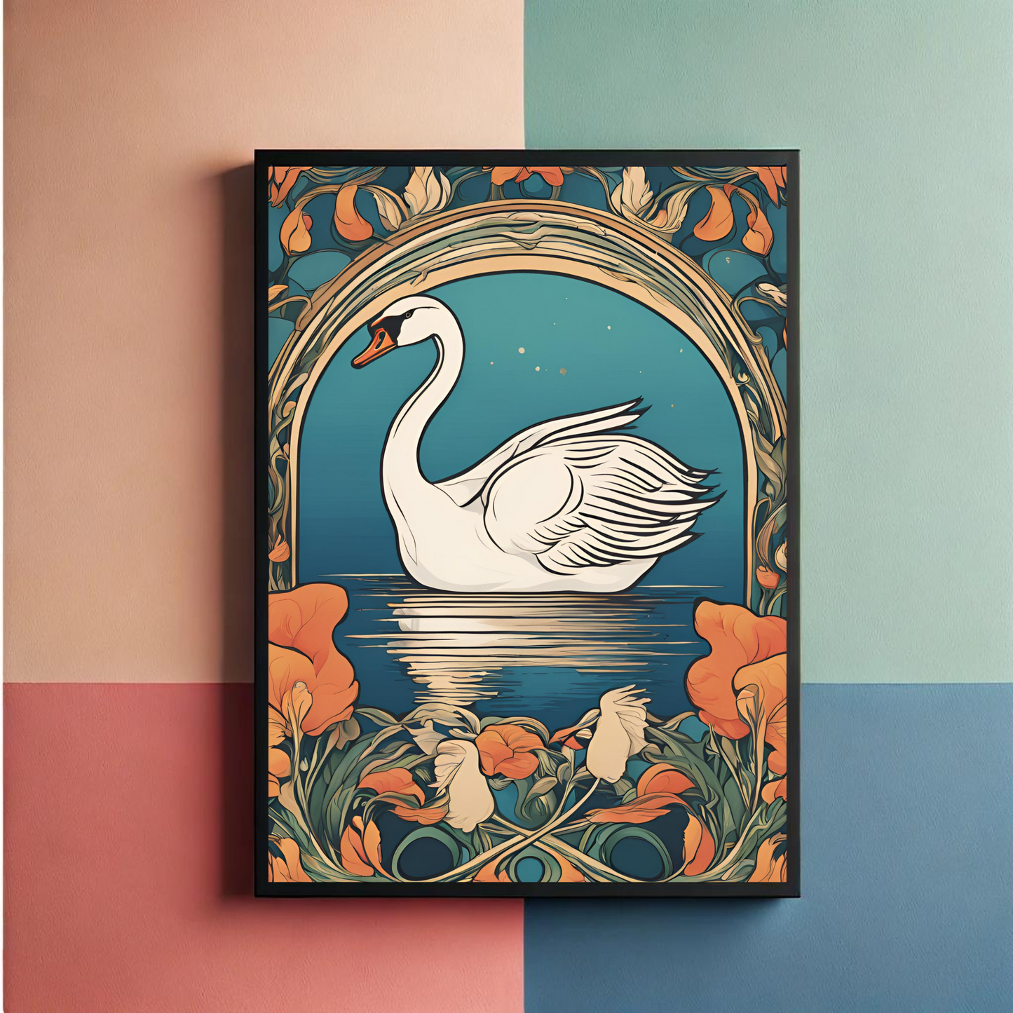 Swans Nouveau Wall Art Posters