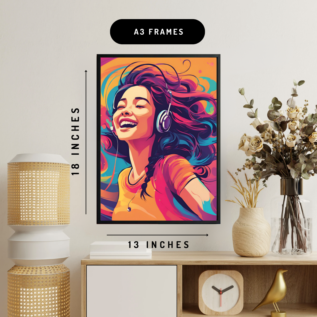 Music Is Happiness Digital Wall Art Posters