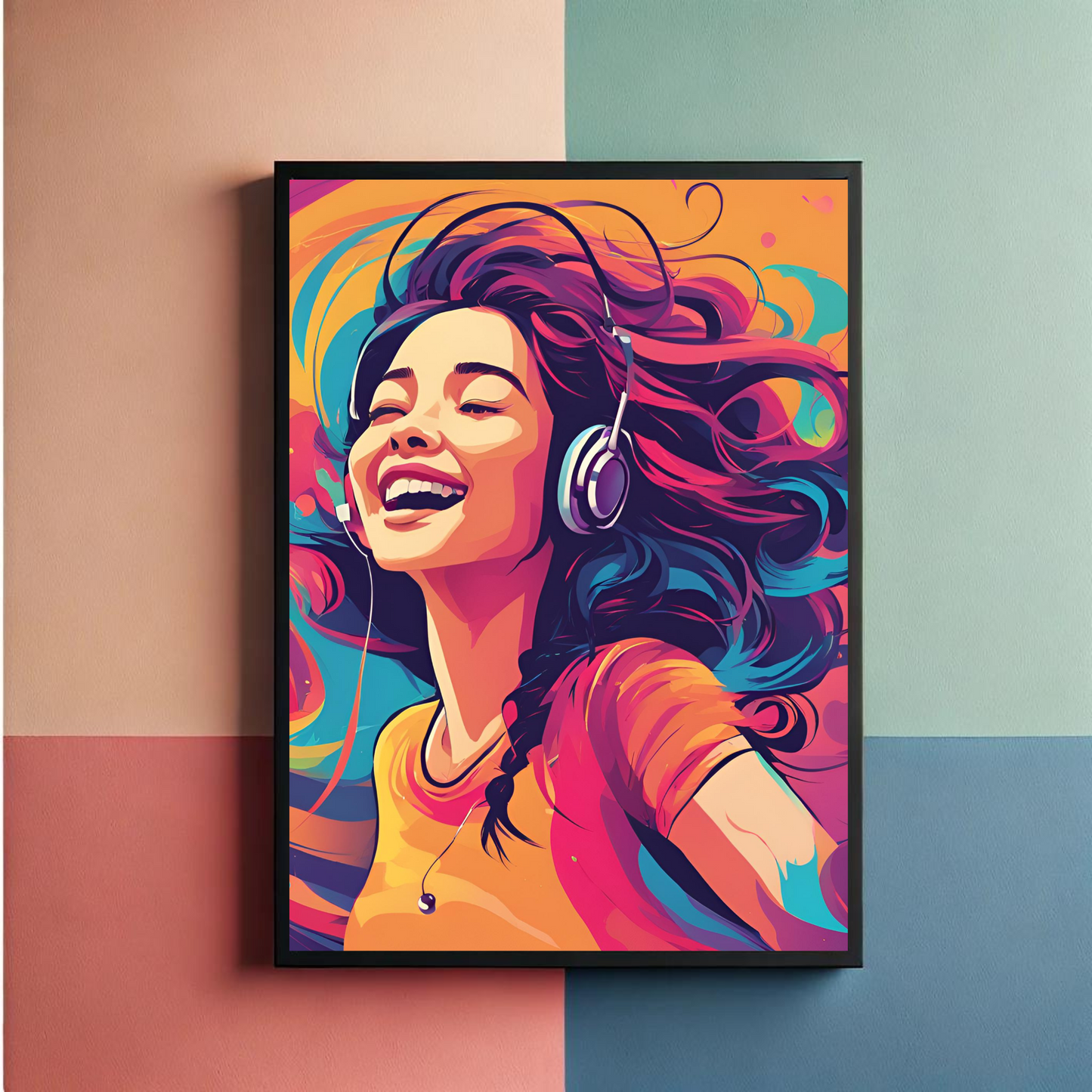 Music Is Happiness Digital Wall Art Posters