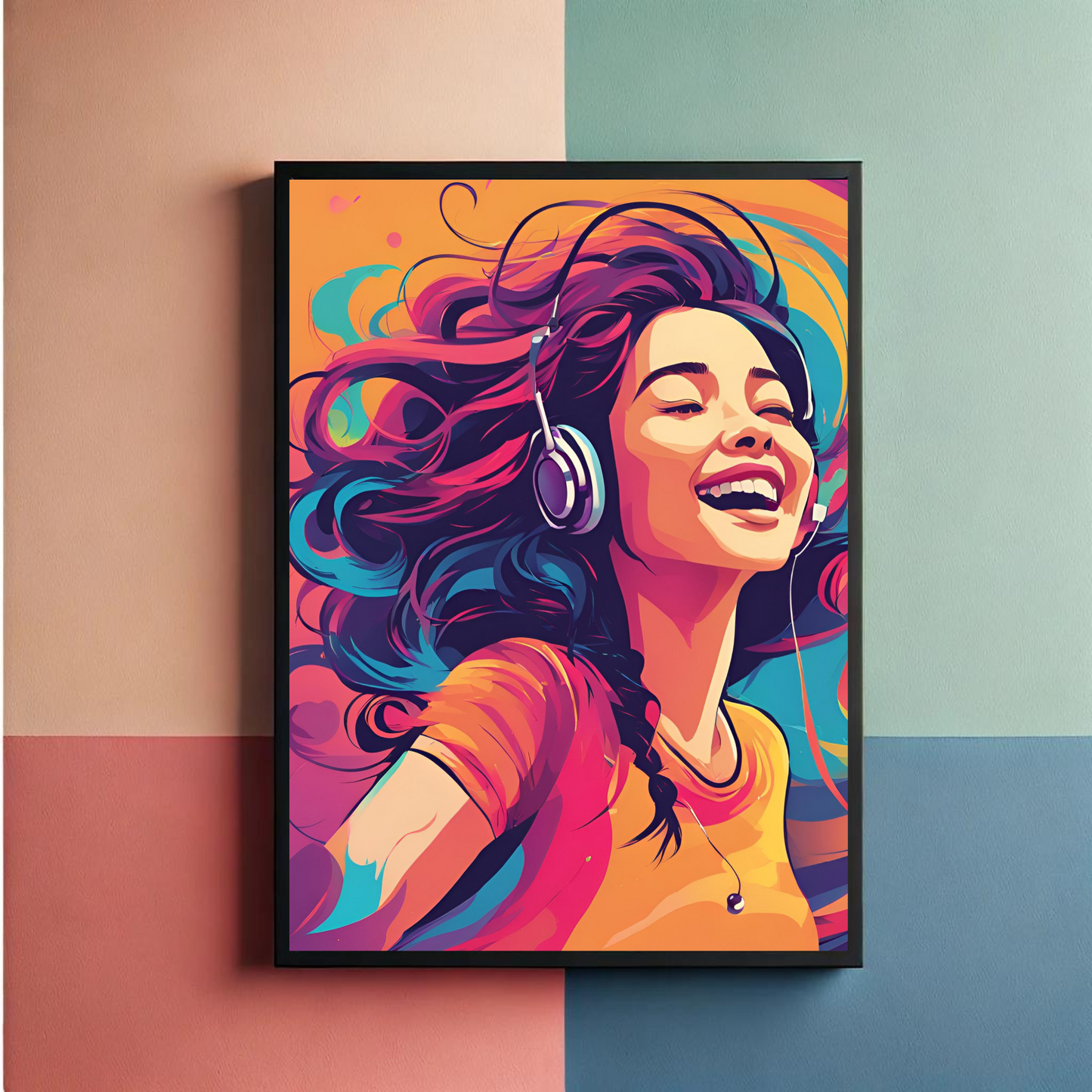 Music Is Happiness Digital Wall Art Posters