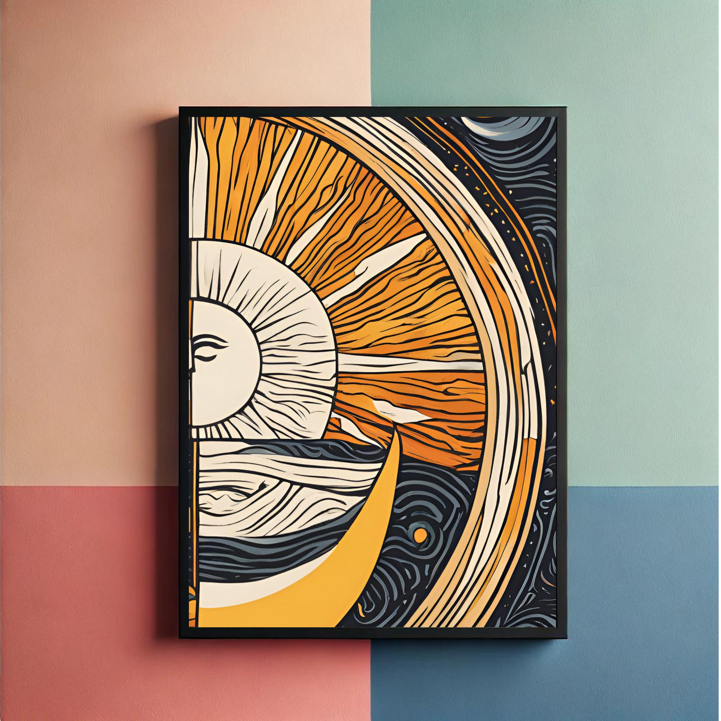 Sun And Moon Bohemian Wall Art Posters
