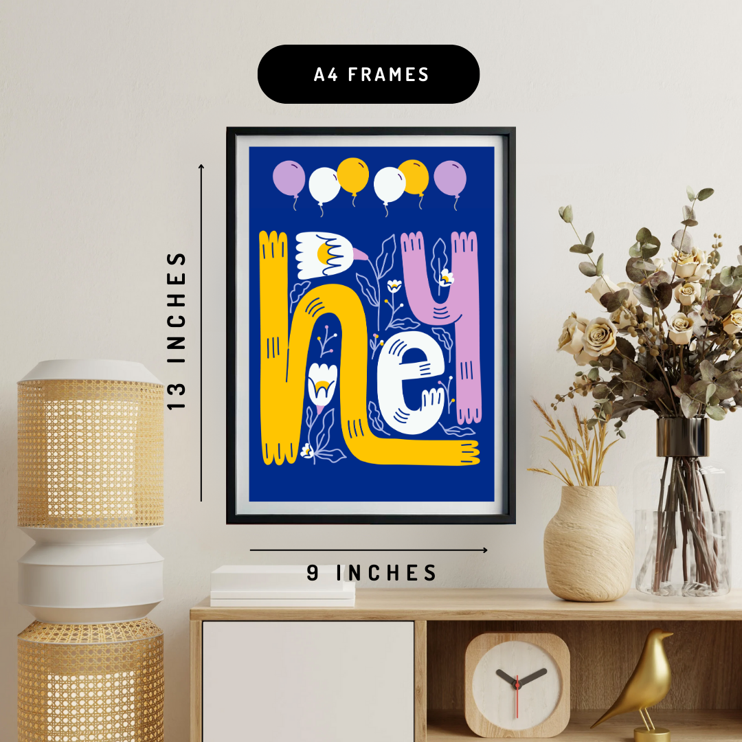 Hey Illustration Wall Art Poster