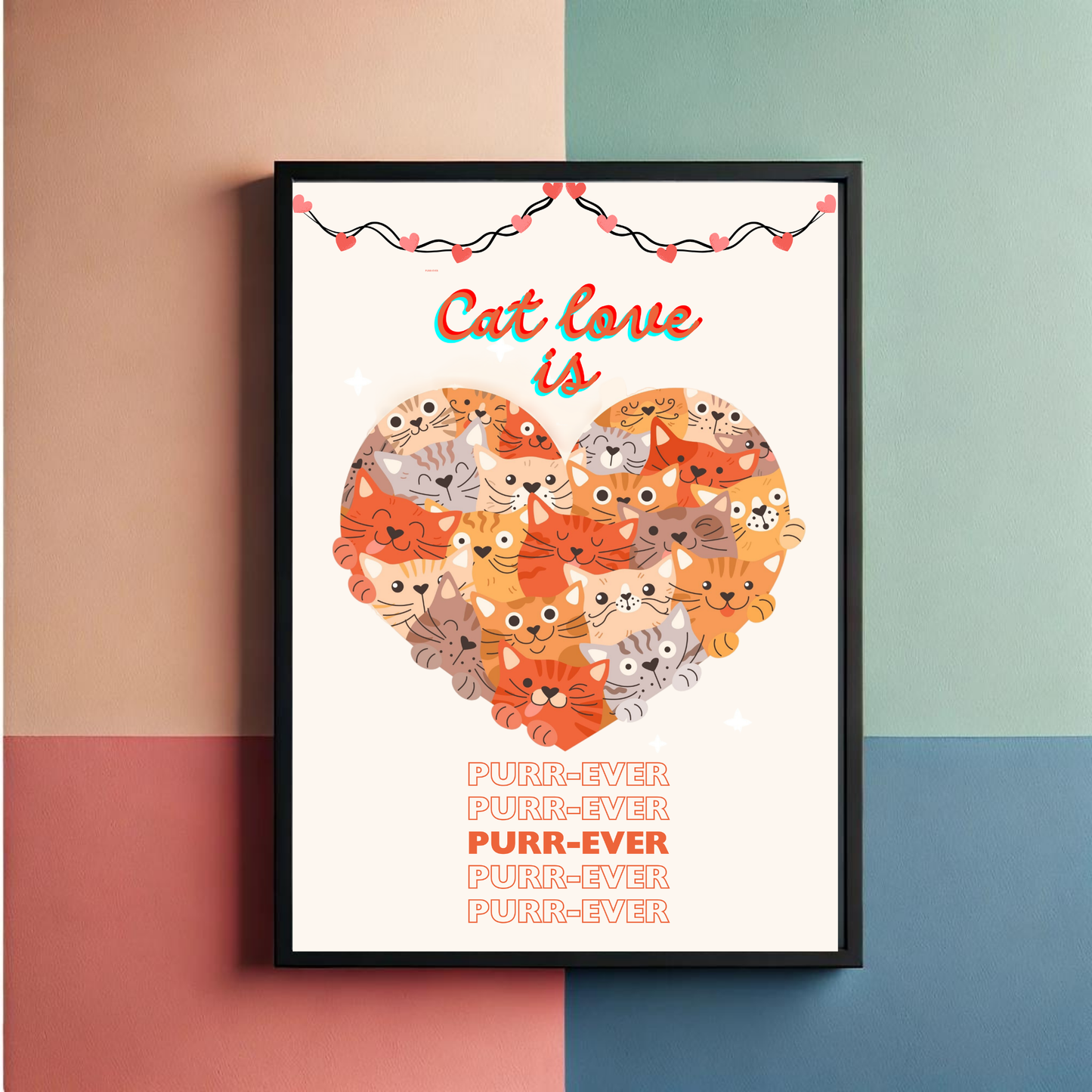 Cat Love Wall Art Poster