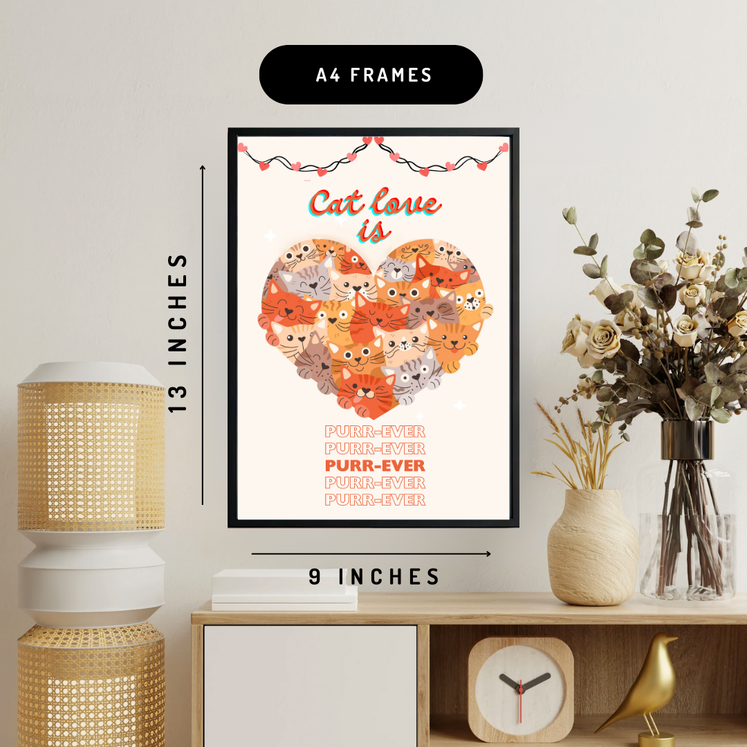 Cat Love Wall Art Poster