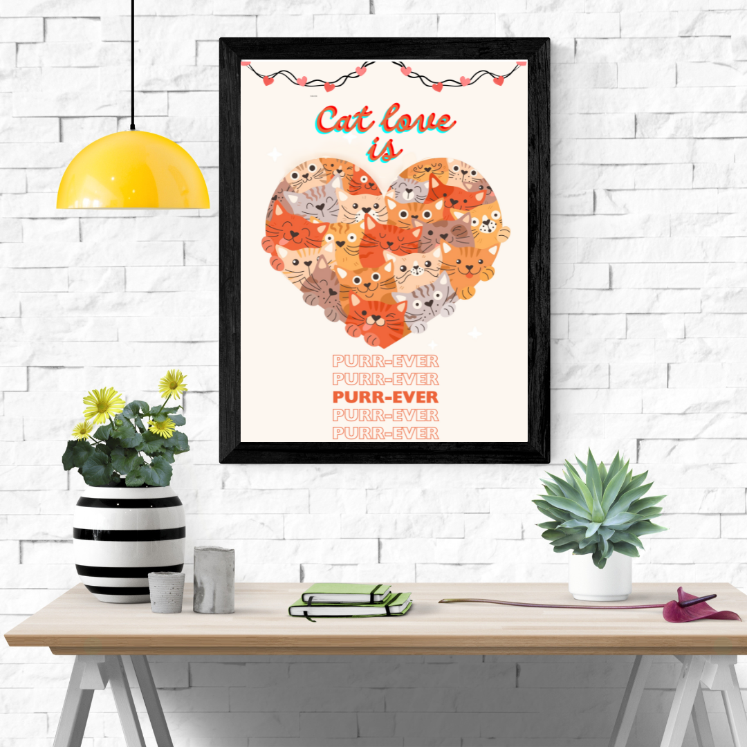 Cat Love Wall Art Poster