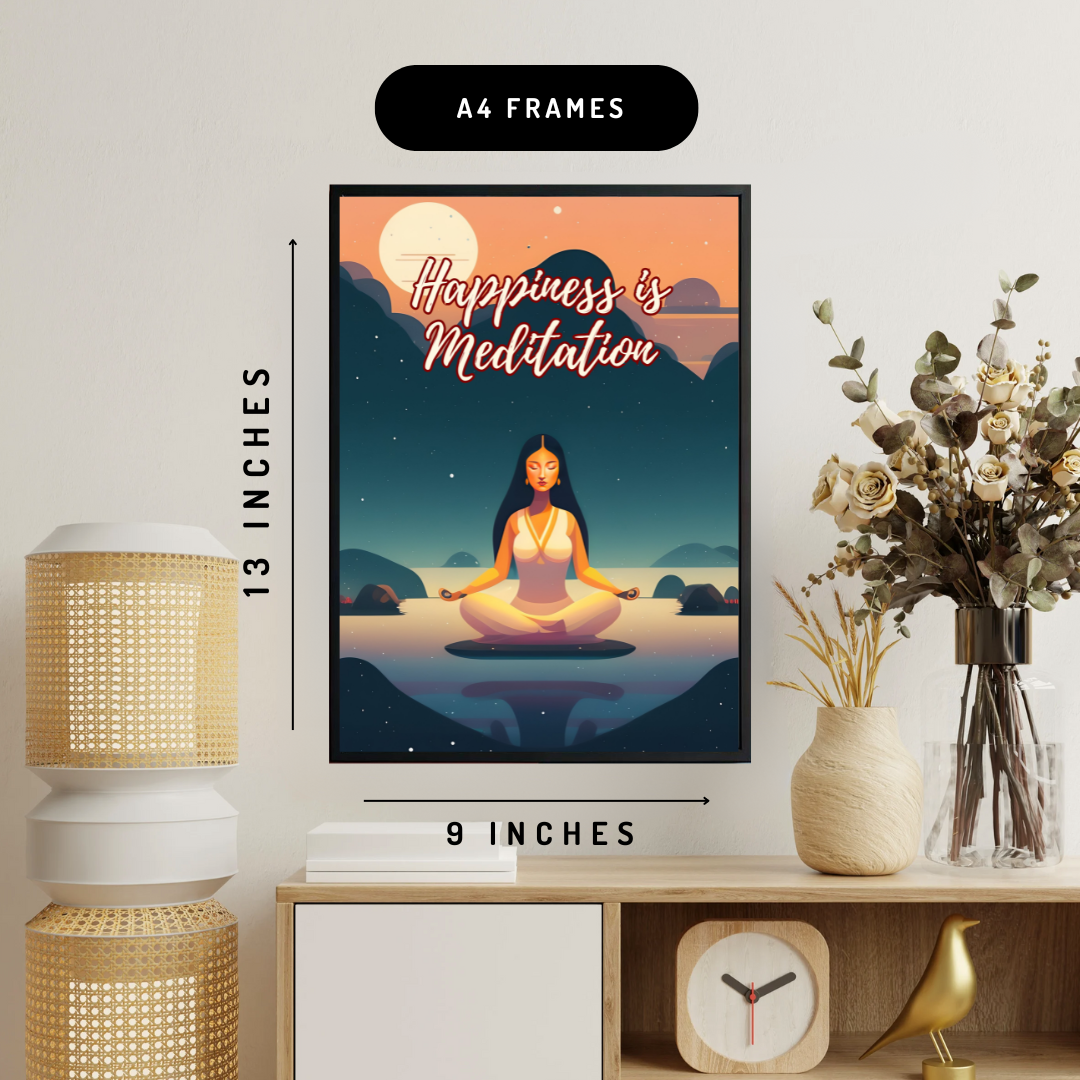 Happiness is Meditation Wall Art Poster
