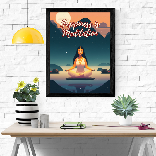Happiness is Meditation Wall Art Poster