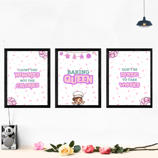 Baking Queen Set of 3 Wall Art Posters