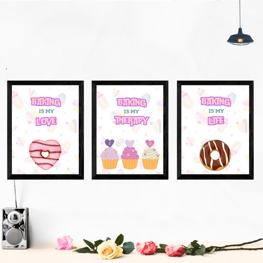 Baking is Love Set of 3 Wall Art Posters