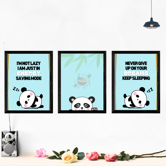 Cute Panda Set Of 3 Wall Art Posters