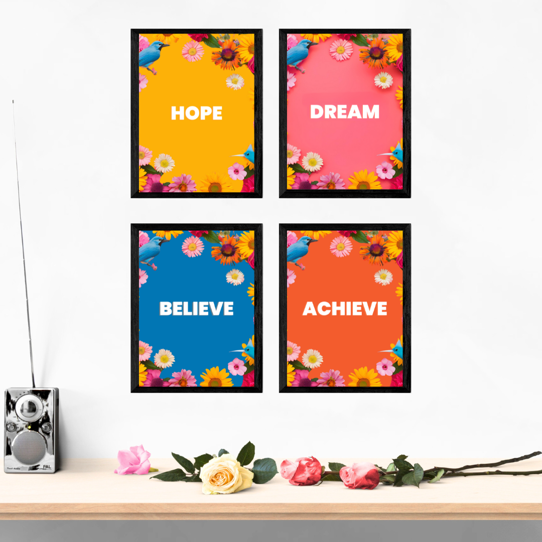 Hope Dream Believe Achieve Wall Art Posters