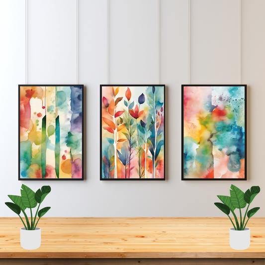 Colorful Watercolor Flowers Wall Art Posters