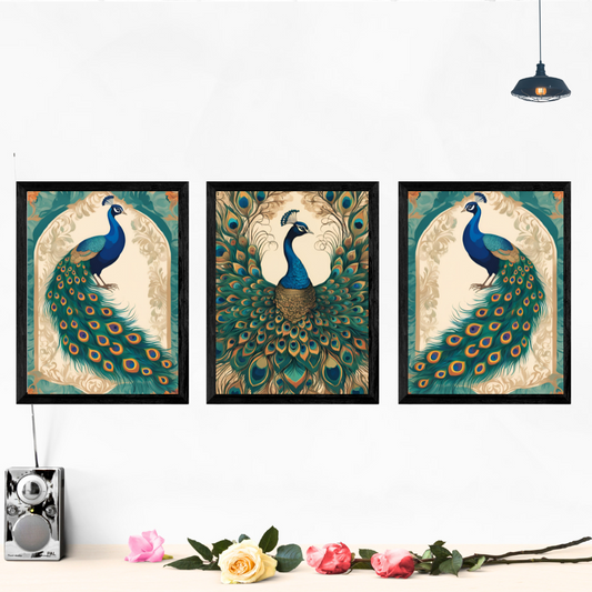 Peacock Bohemian Wall Art Posters