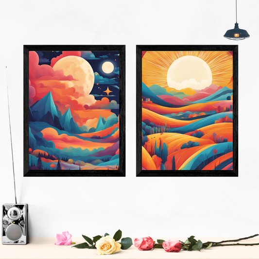 Day And Night Contemporary Wall Art Posters