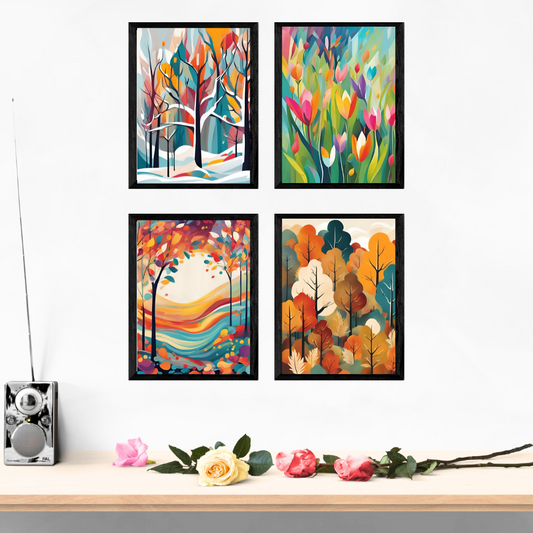 Four Seasons Abstract Wall Art Posters