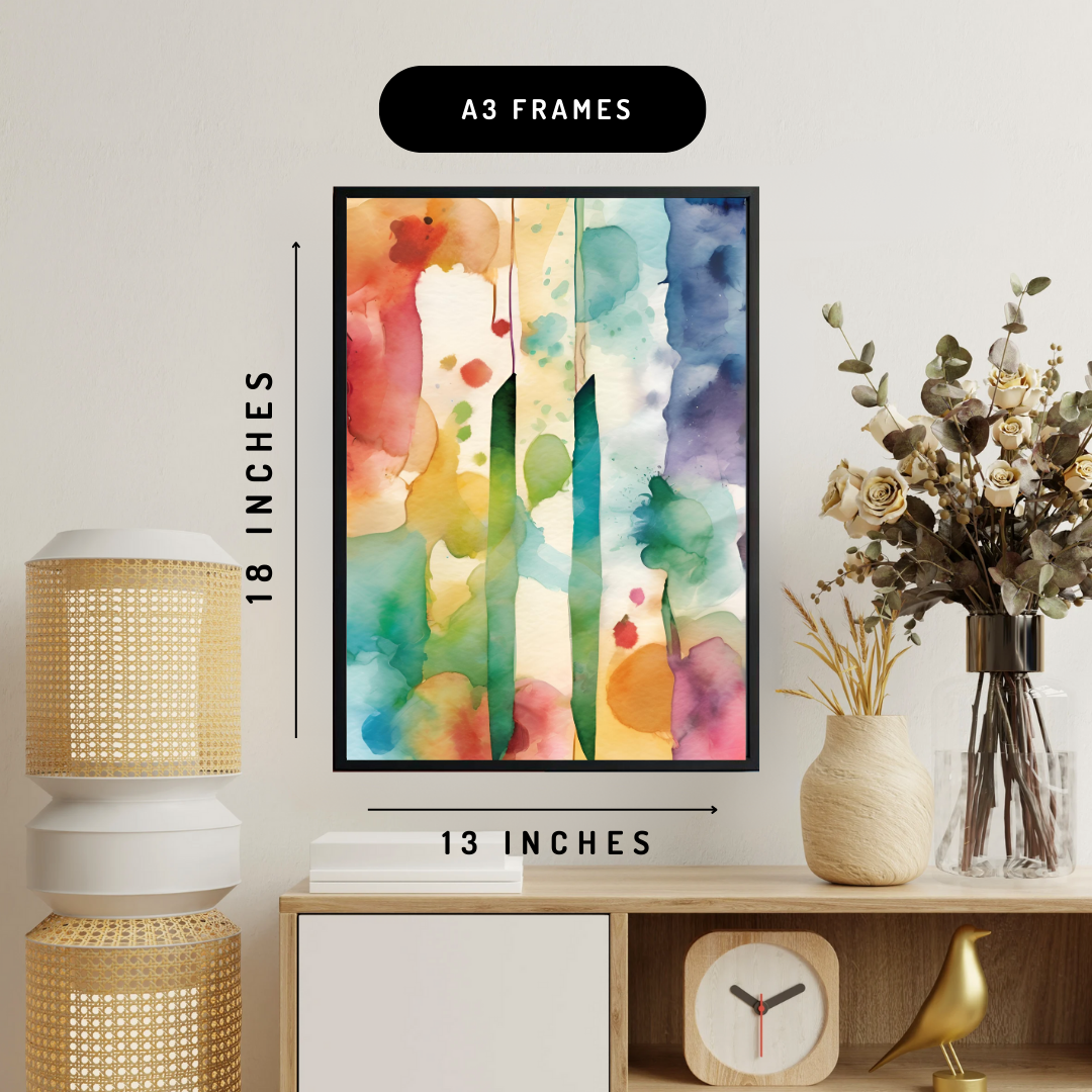 Colorful Watercolor Flowers Wall Art Posters