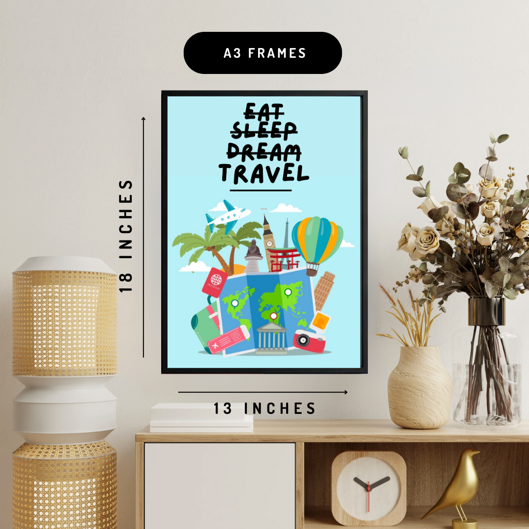Eat Sleep Dream Travel Wall Art Poster