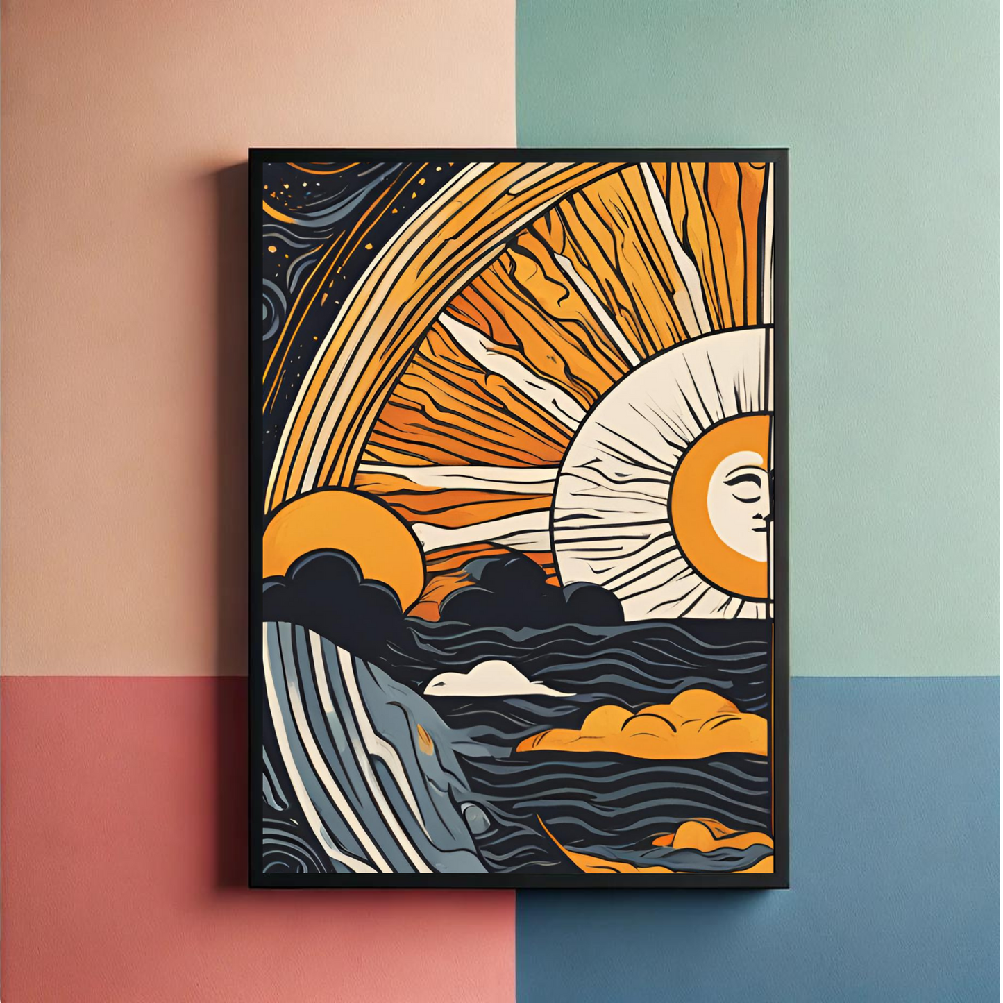Sun And Moon Bohemian Wall Art Posters