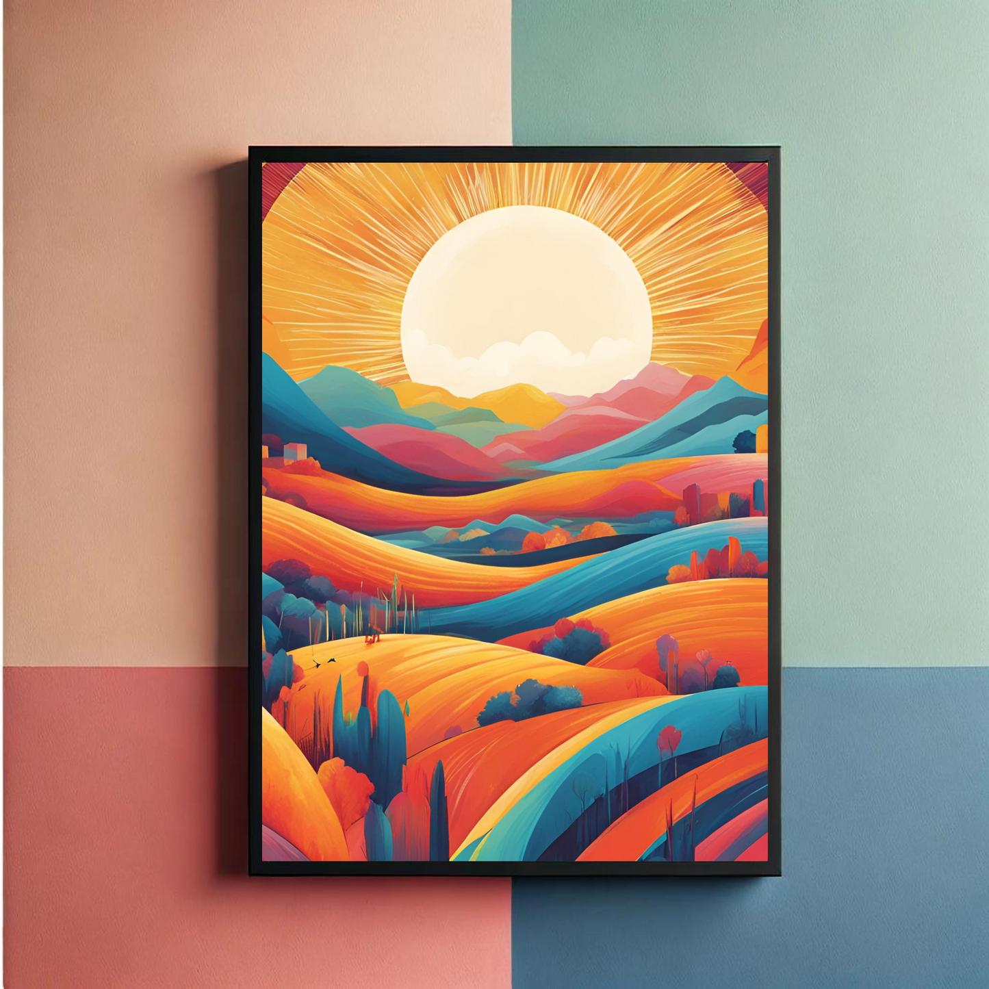 Day And Night Contemporary Wall Art Posters