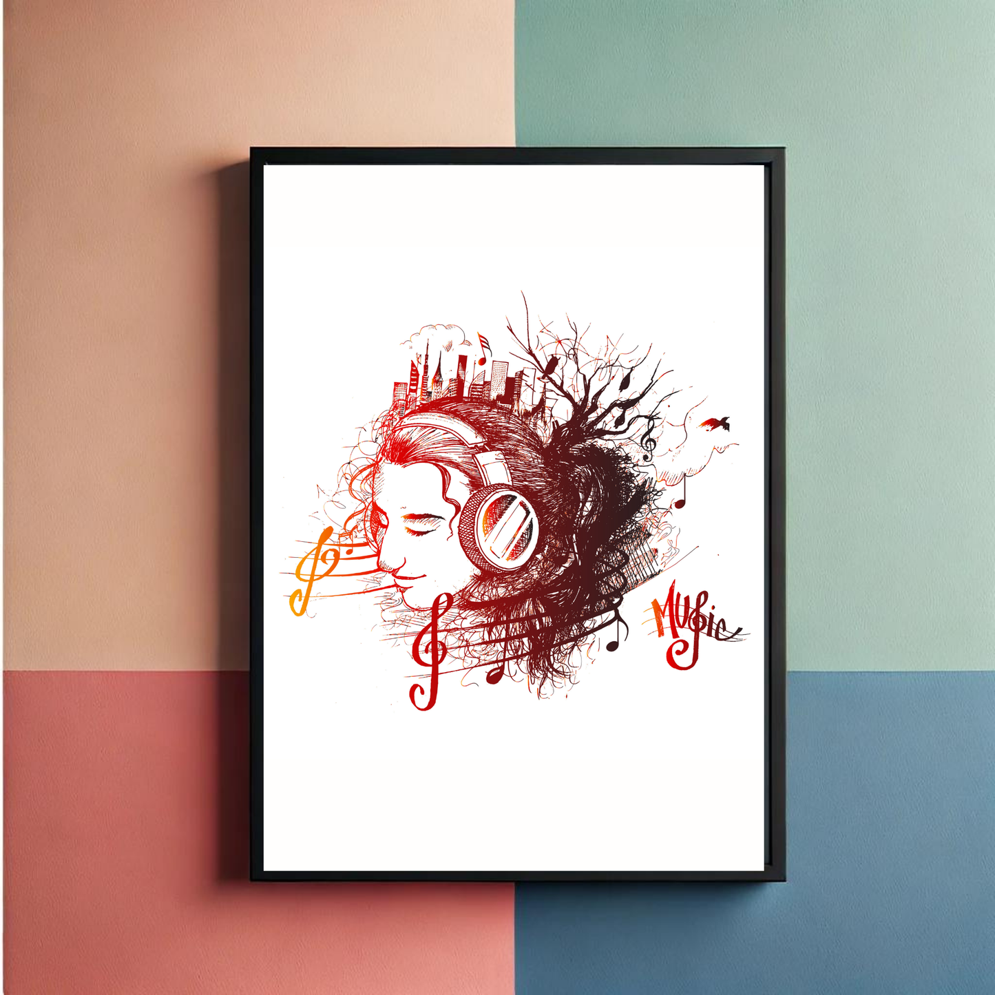 Headphone On  Wall Art Poster