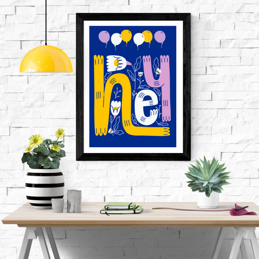 Hey Illustration Wall Art Poster