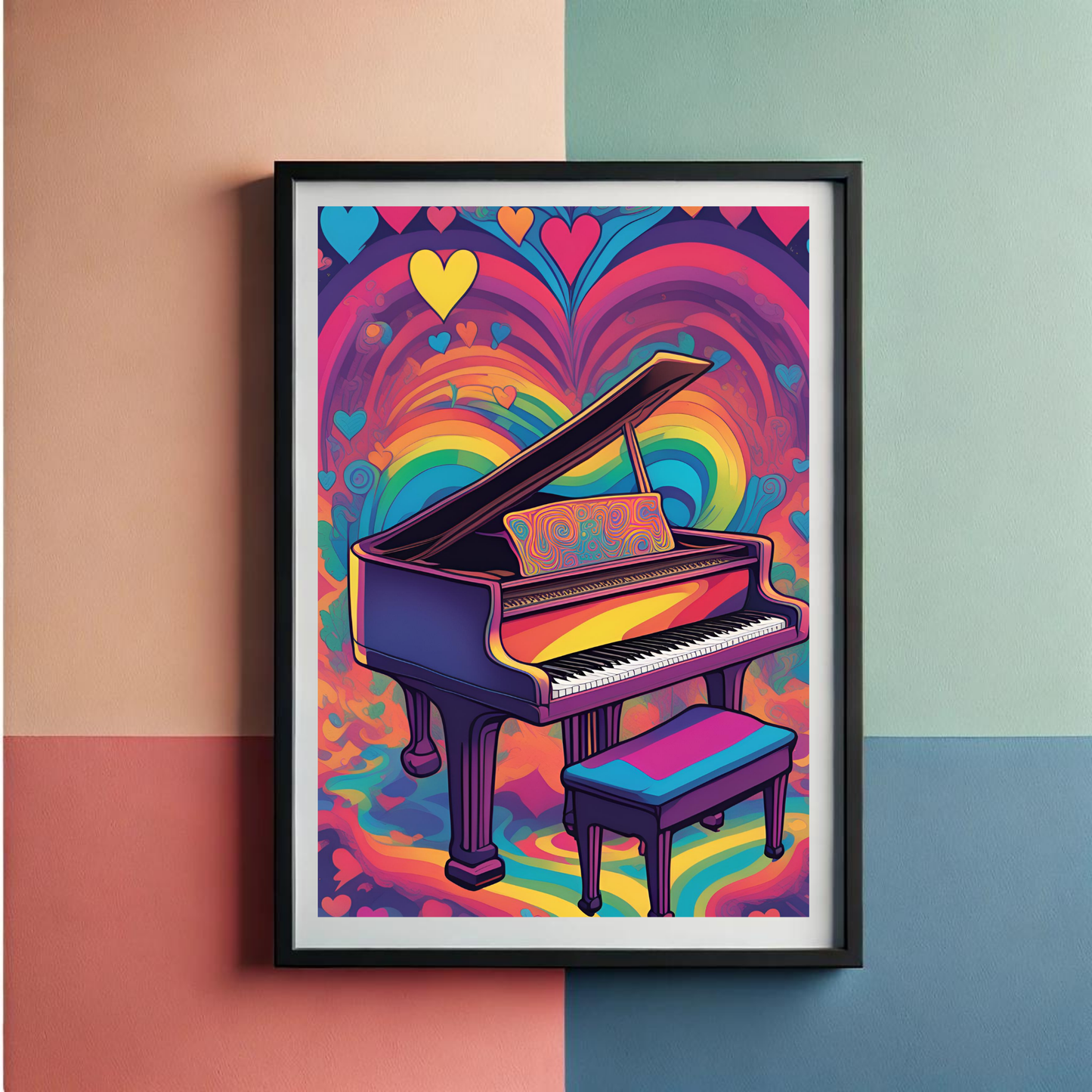 Love For Music Set Of 2 Wall Art Posters
